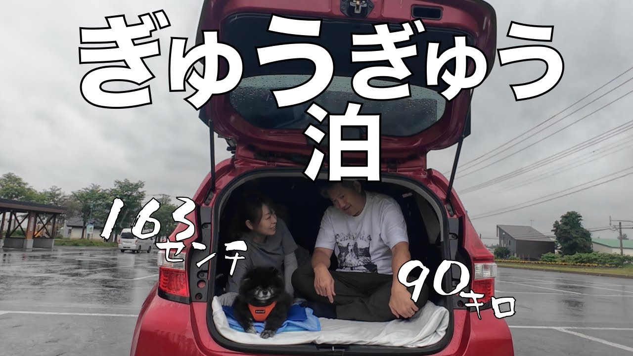 【車中泊の旅・北海道】90Kgと163cm夫婦とわんこで行くコンパクトカーぎゅうぎゅう車中泊