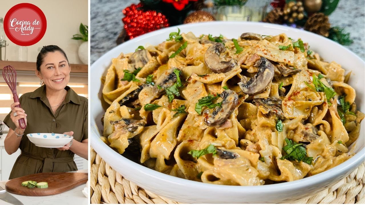ESPAGUETI CREMOSO DE CHIPOTLE CON CHAMPIÑONES. 1 bolsa alcanza para toda la familia | Cocina de Addy