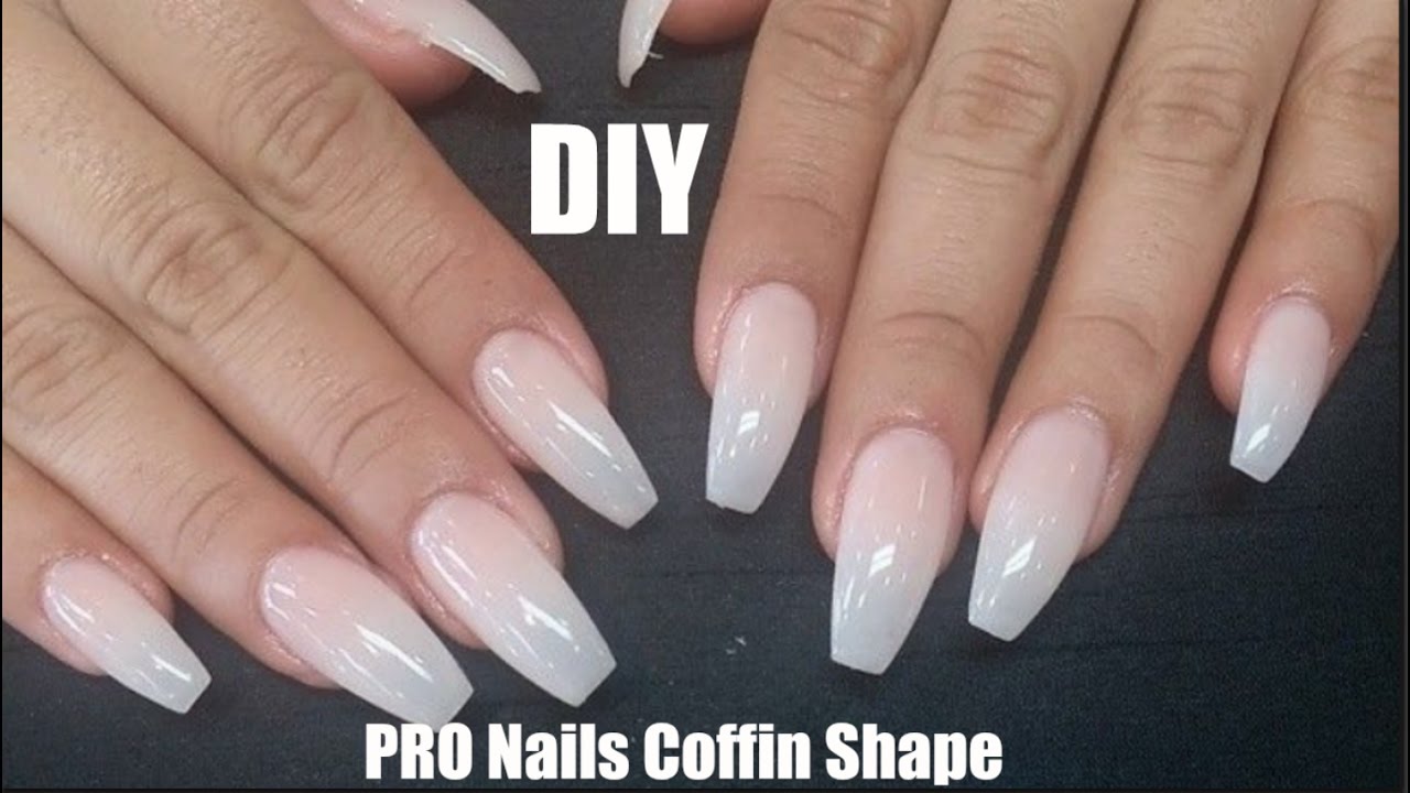DIY Professional Coffin Nails $9 | LONG LASTING! How To Coffin Shape Nails