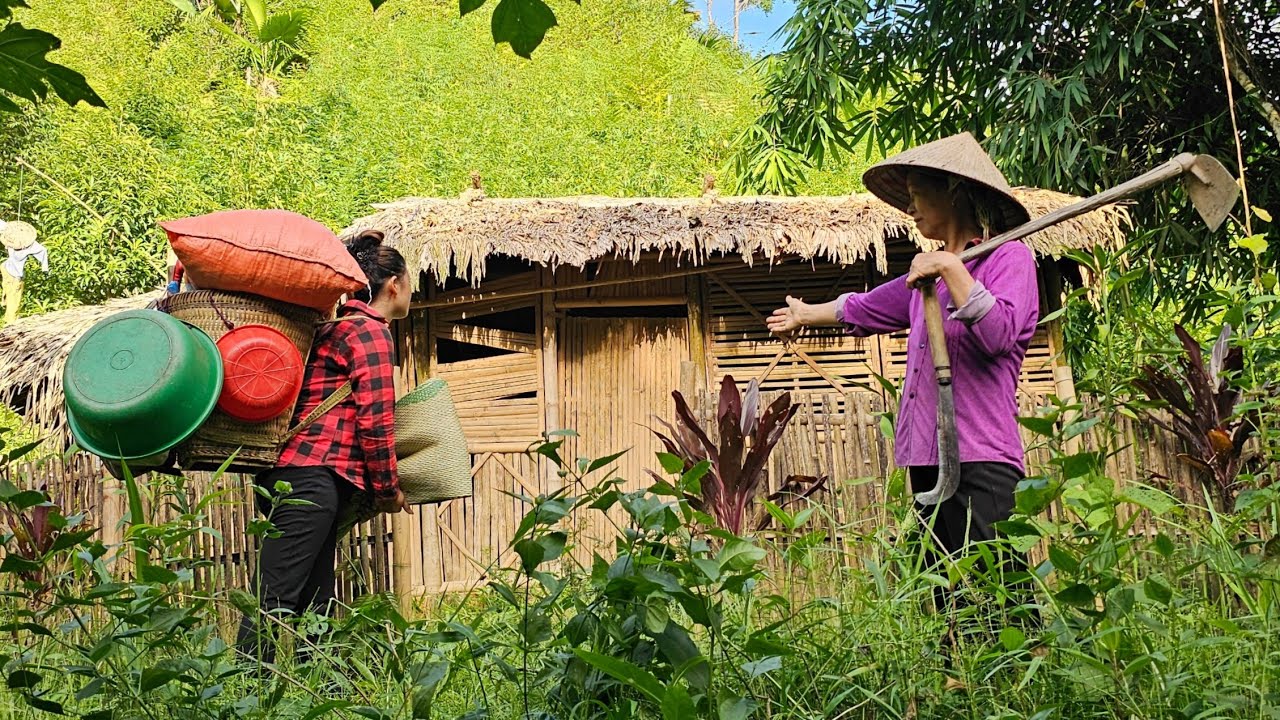 The young girl was lost, the kind farmer gave her a thatched hut to stay in.