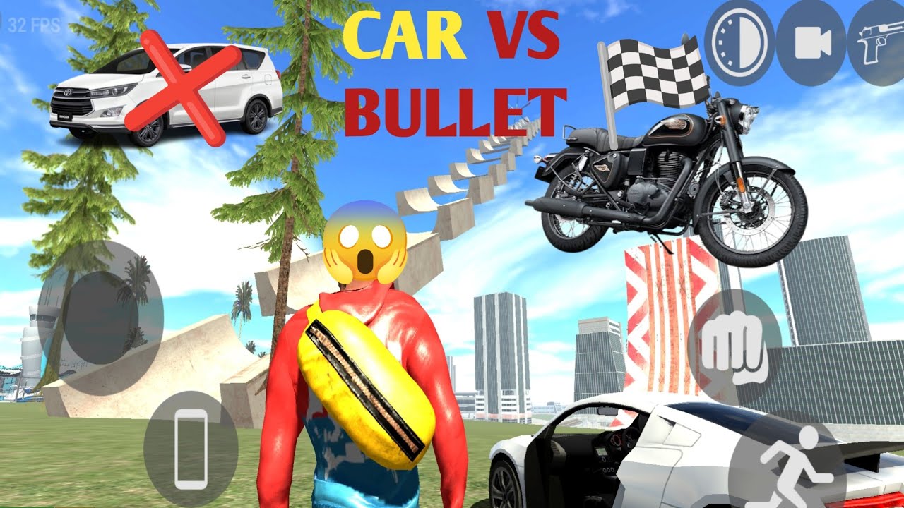 “Bullet vs Car Mega Ramp Jump | Indian Bike Racing 3D 😱 #gta #indianbikedriving3d #challenge 