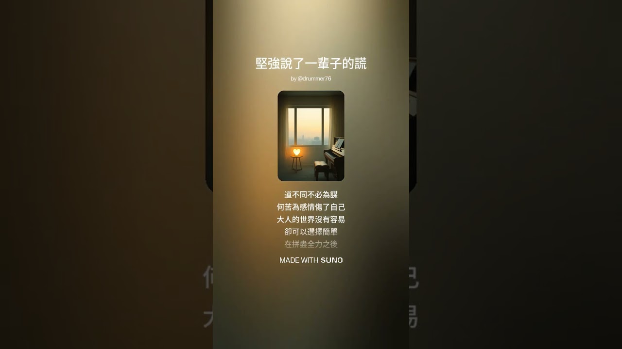 《堅強說了一輩子的謊》词：维聪 | 曲：洋葱人 | 编曲：Suno | 歌手：未来先生