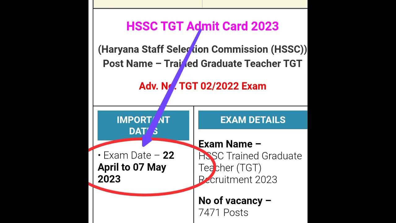 HSSC TGT Admit Card 2023#shortvideo