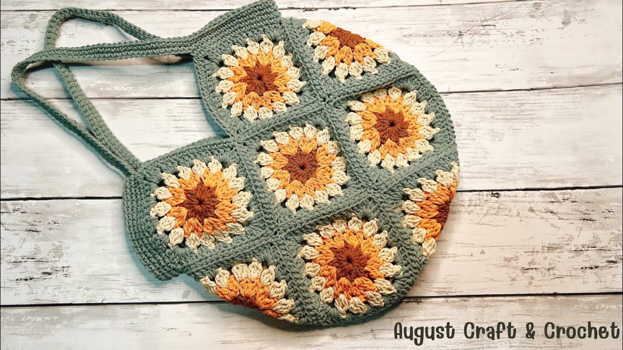 Cuteness of flowers make the bag look good. How to Crochet Flower Granny Square Tote Bag.