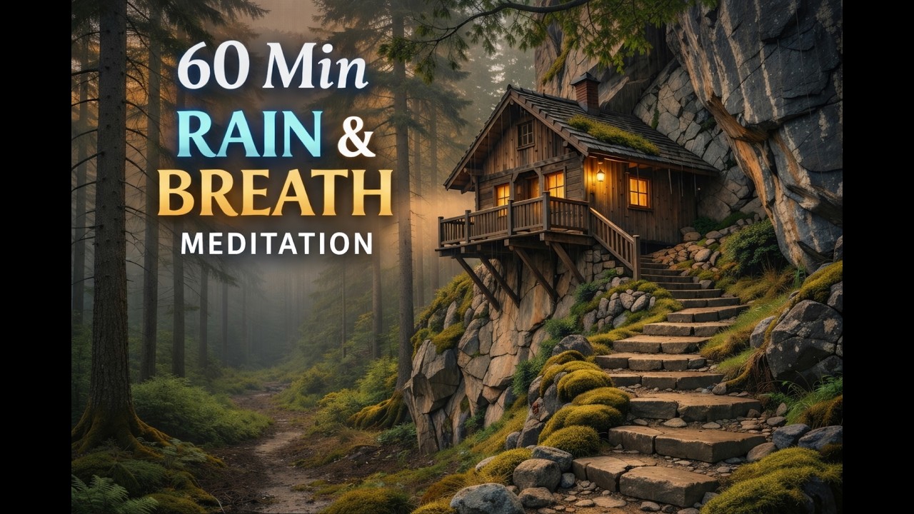 60 Min Ambient Meditation | Warm Pads, Rainfall & Guided Breathing