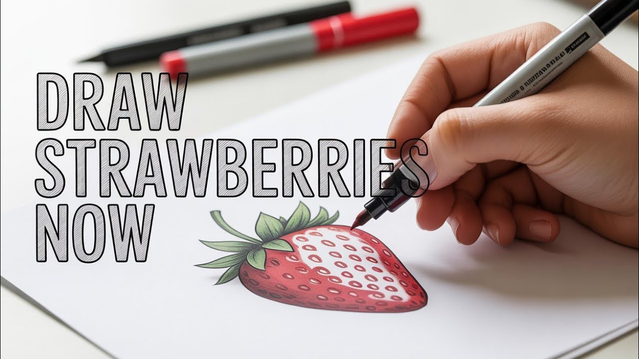 Realistic Strawberry Drawing with Colored Pencils | Easy Step by Step