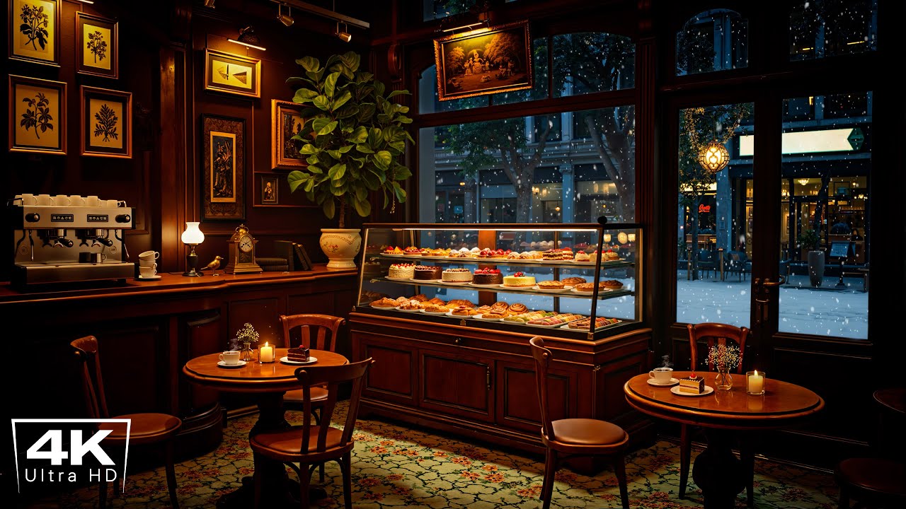 4K Smooth Winter Jazz to Study ☕ Cozy Coffee Shop Ambience with Relaxing Piano Jazz Music