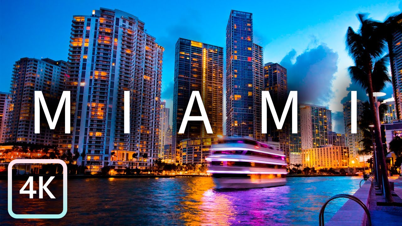 【4K】Relaxing Night Walk in Downtown Miami, Florida | Binaural, City Sounds, USA