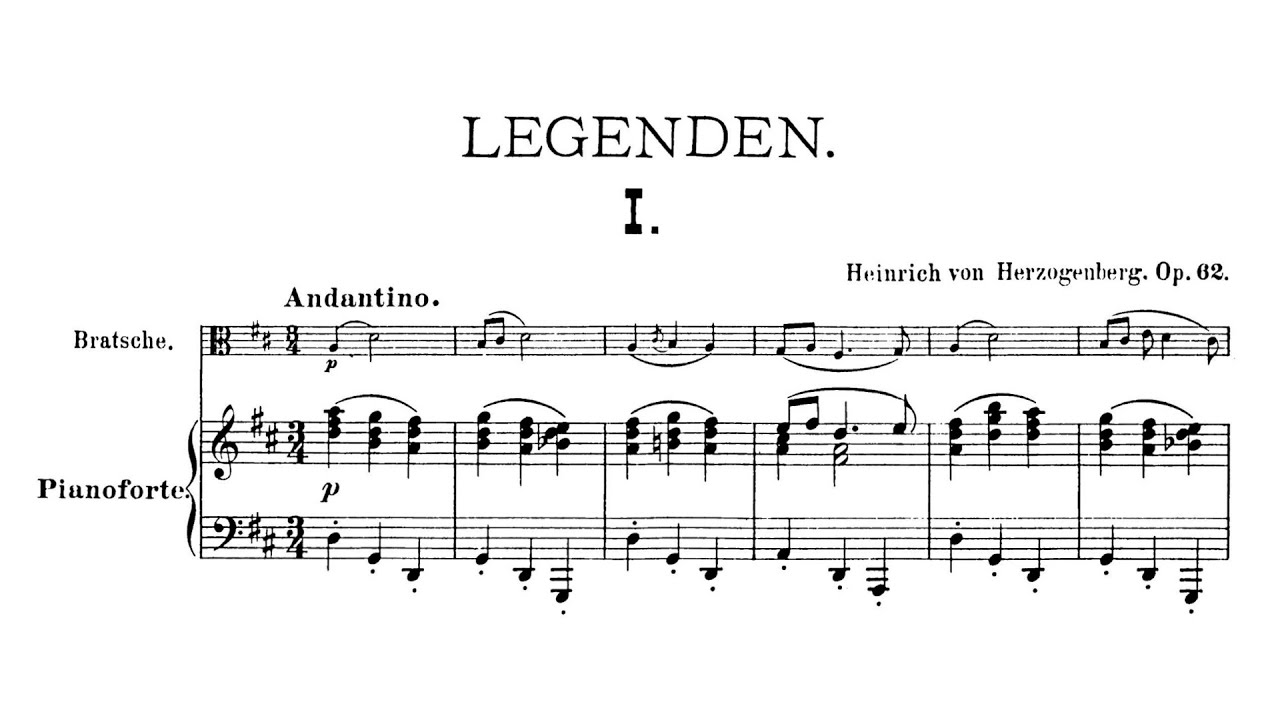 Heinrich von Herzogenberg – Legenden, for Viola and Piano