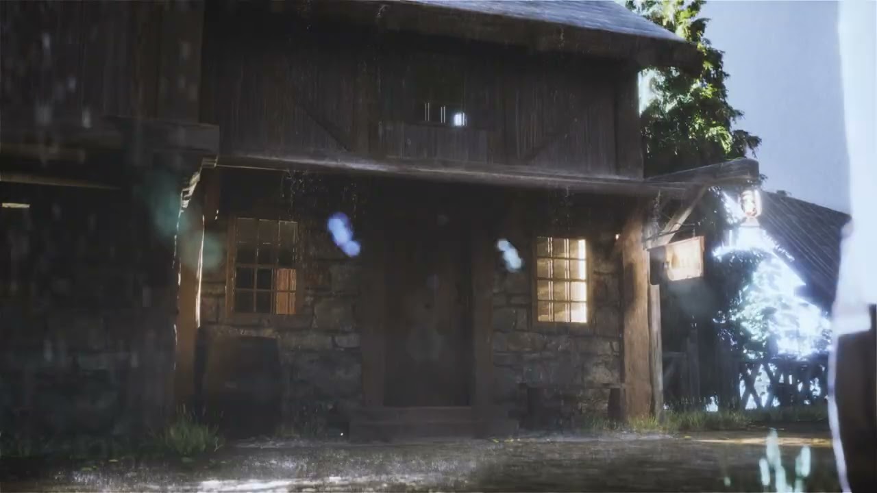 DnD background video - Thunderstorm outside an Inn