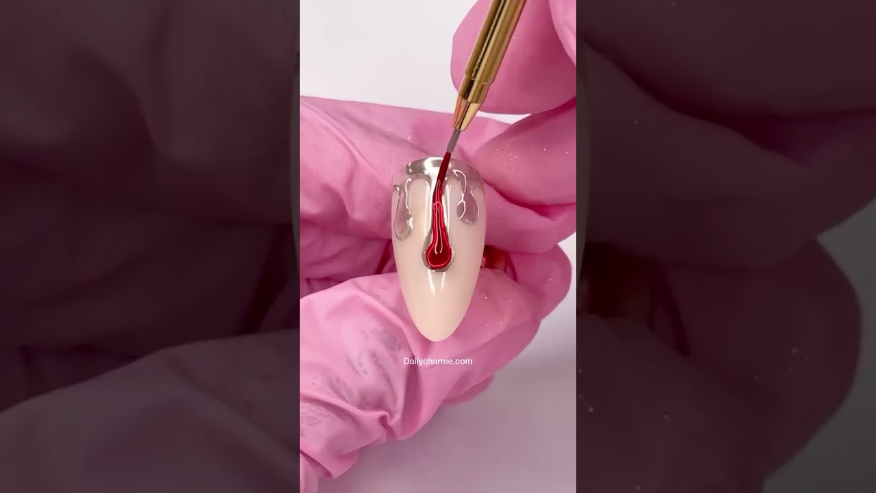 EASY 3D Blood Drip Halloween Nail Art Tutorial 🩸✨&hearts;️ #shorts #nails #nailsart