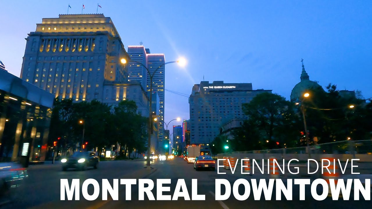 [ 4K Video ] Evening driving Toward Montreal Downtown