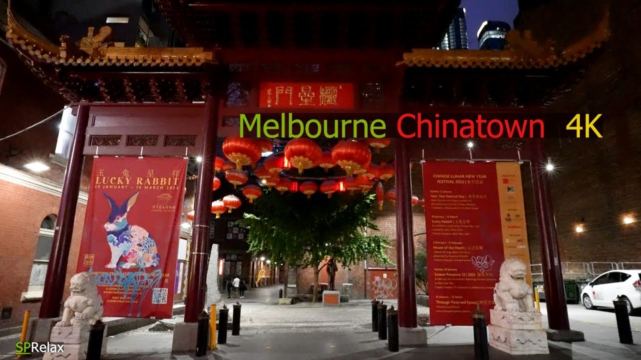 Walking tour Chinatown in Melbourne at night【4K】