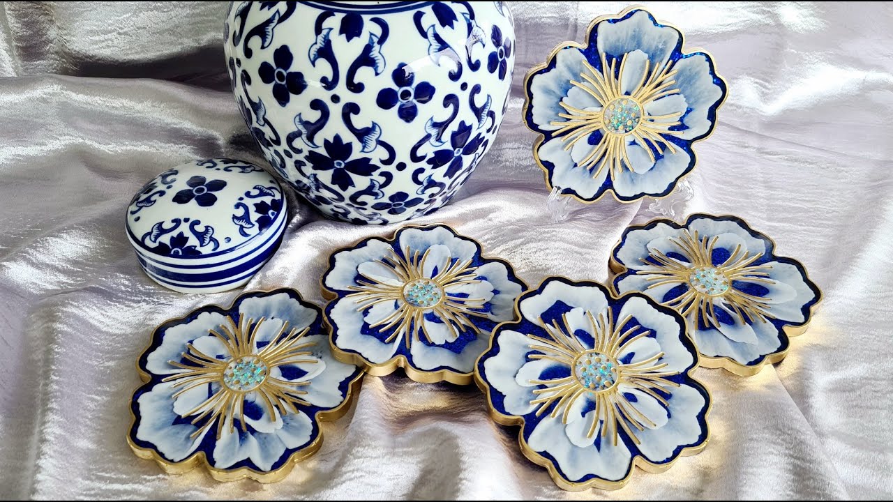 #1096 Beautiful Effects In These Resin 3D Flowers With Gold Details