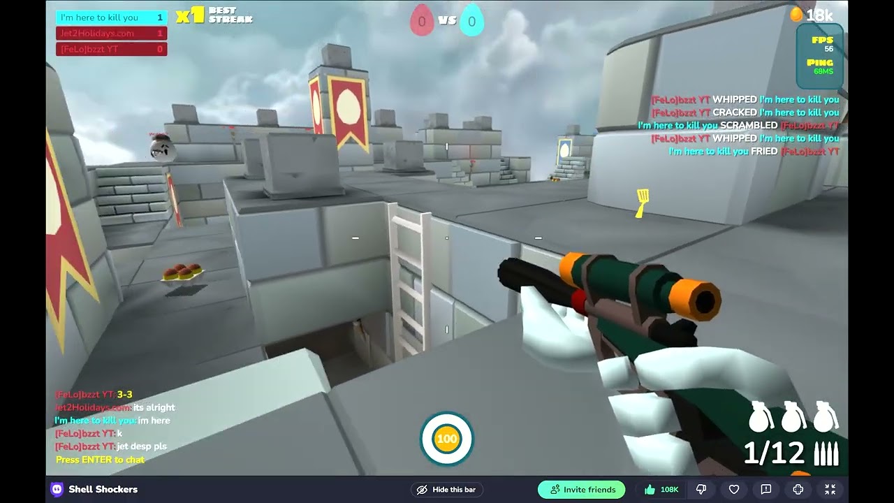 Shell Shockers 🥚 im here to kill you vs FeLo bzzt YT
