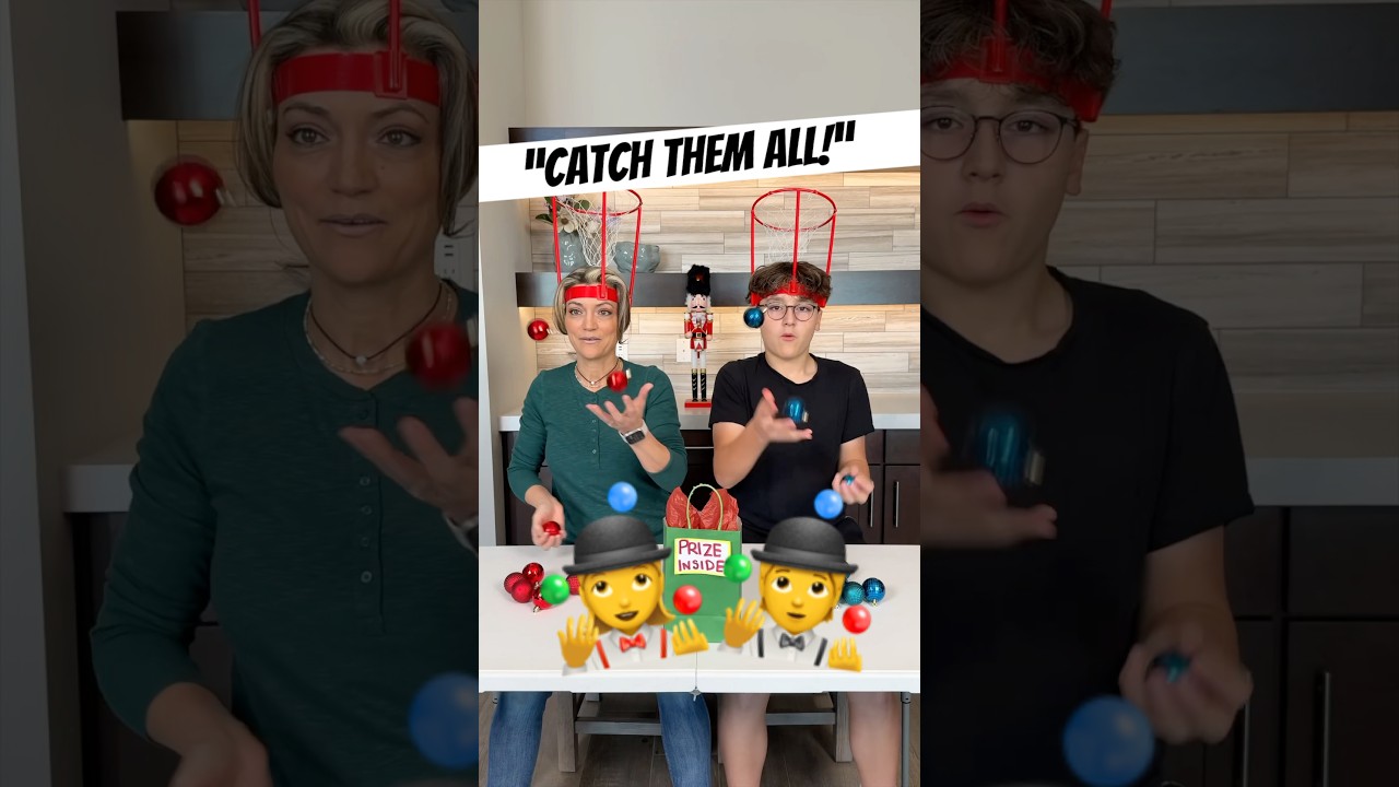 Basket Heads Showdown! Toss the Ornaments! #familygames #challenges #competition #juggling #funtimes