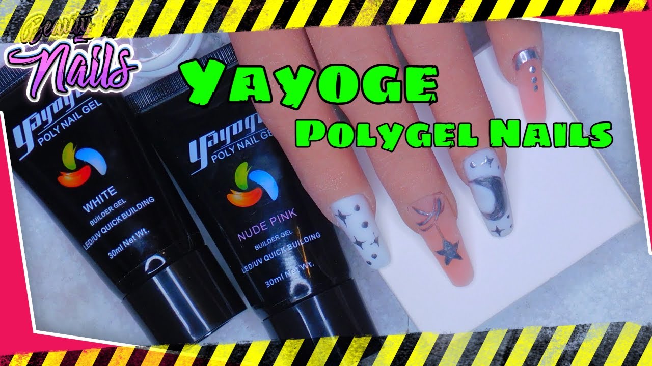 Yayoge Polygel Nails at Home/ Diy Easy Nails/Moon & Stars 