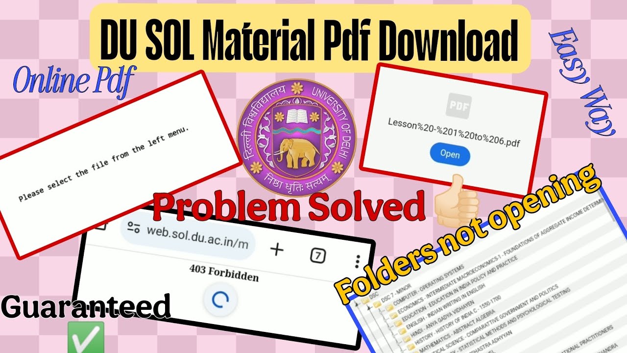DU SOL Material Book Pdf Download | 403 Forbidden, Folders not opening Problem Solution 2025