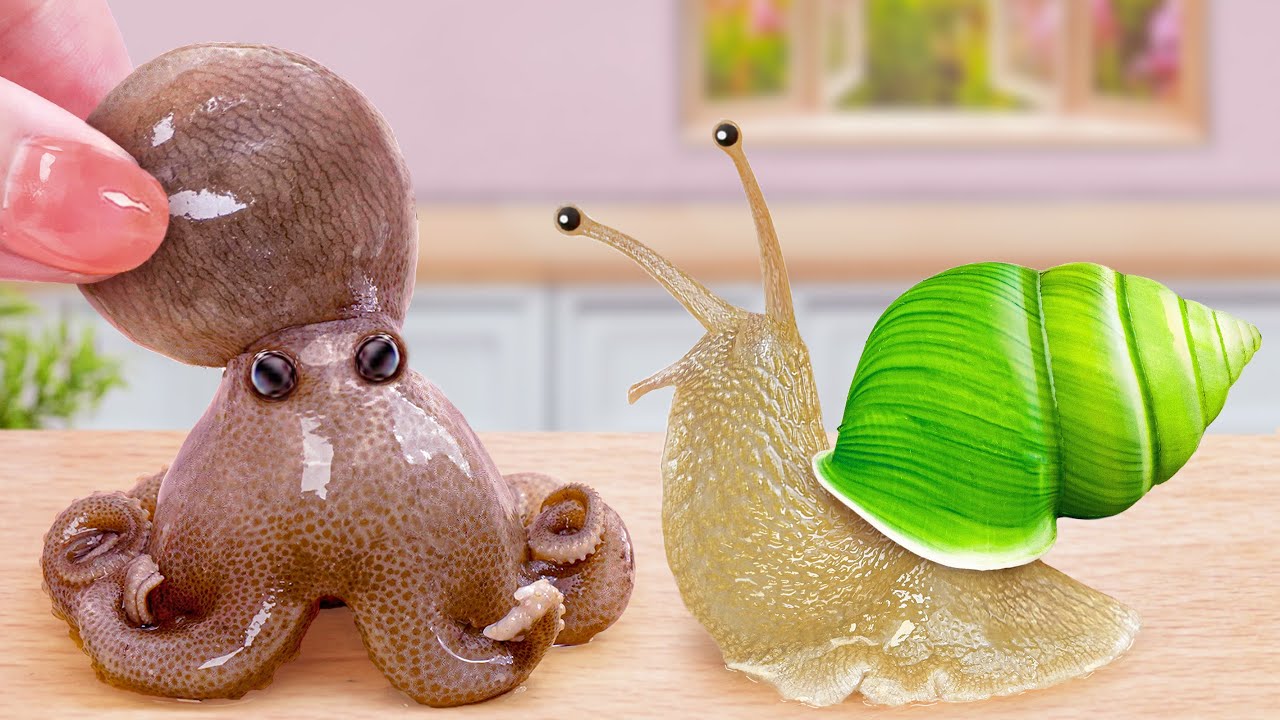 Best Sea Food Recipes 🐙 How To Make Miniature Fried Baby Octopus & Snail Eating 🐌 Mina Mini Kitchen