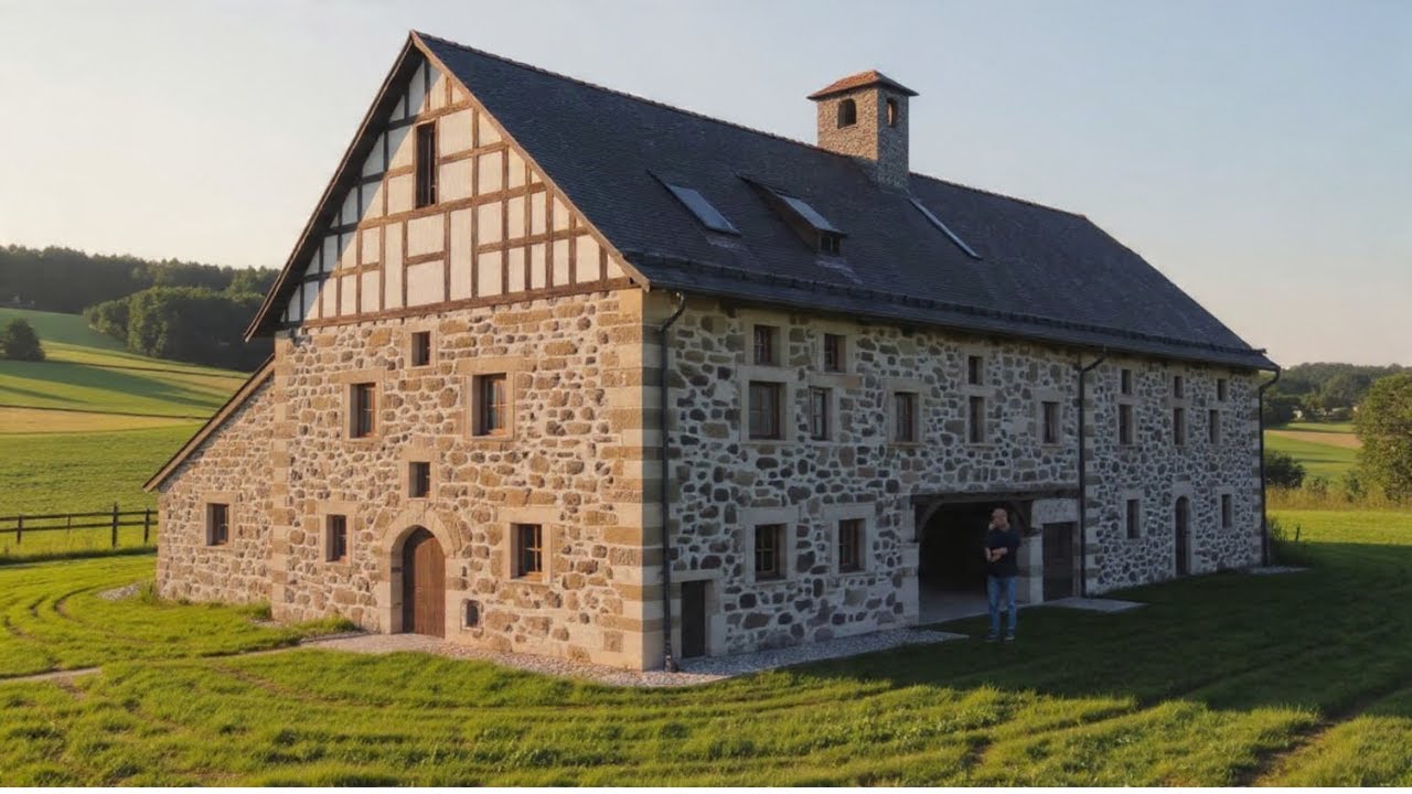 I Transformed an 1800s Stone Barn in Germany Into a Hidden Modern Studio (IA Reconstruction)