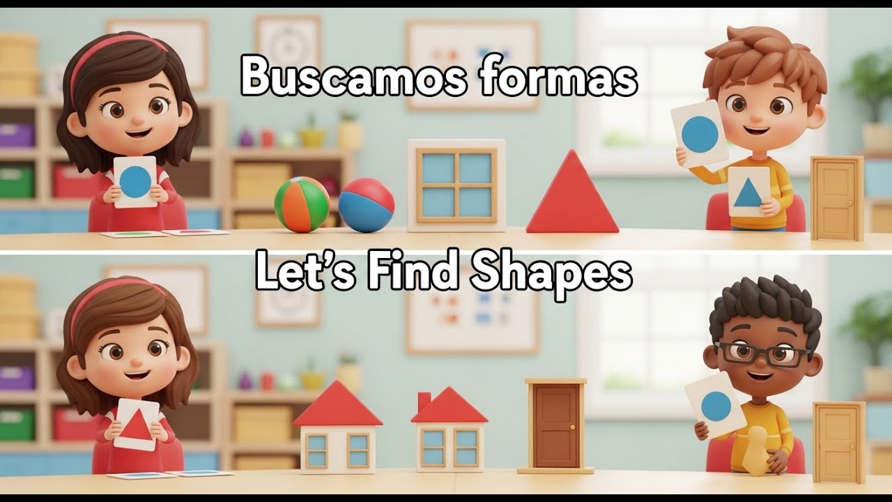 Buscamos formas | Let’s Find Shapes  |  Canción infantil de matemáticas en español e inglés