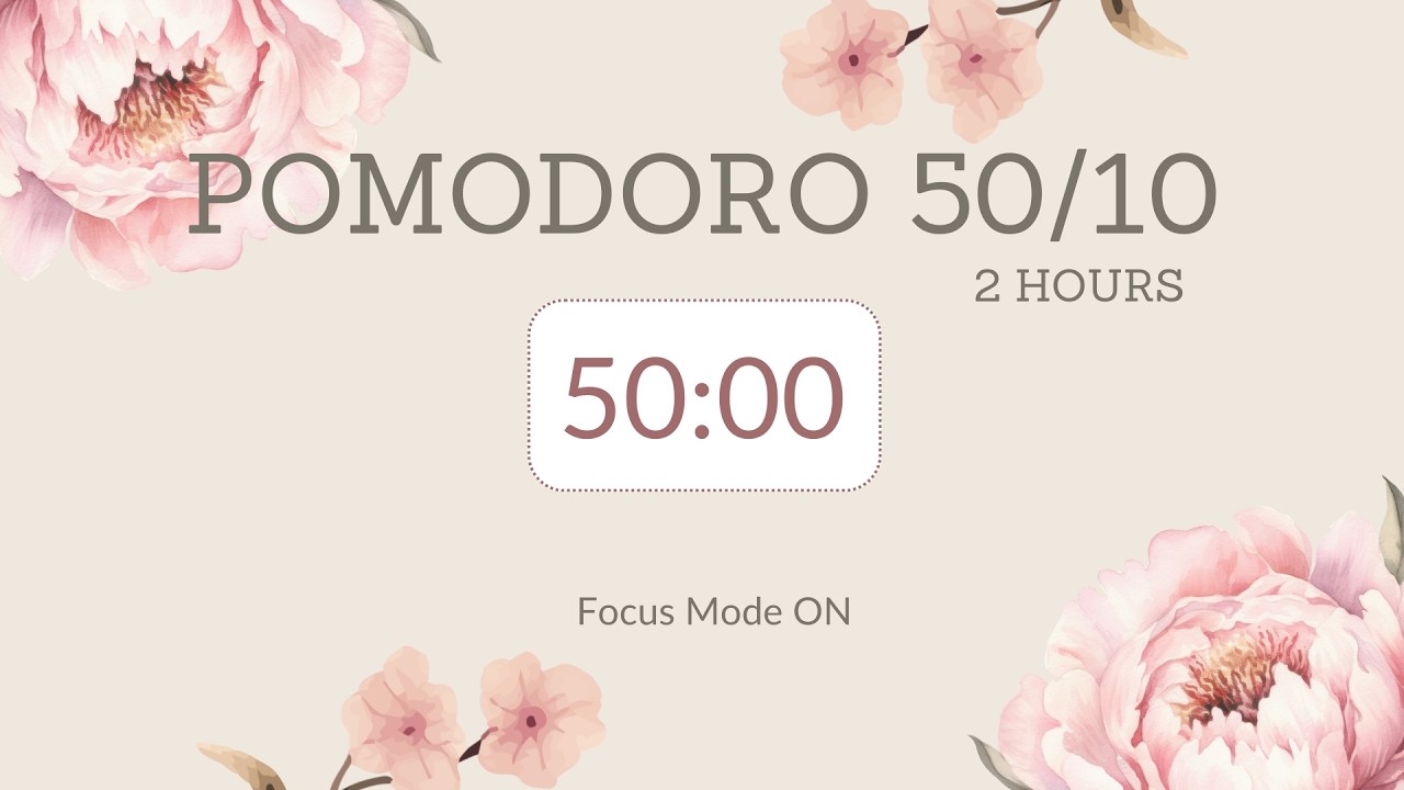 2 h pomodoro timer / 2x50min + 10min break / Focus Mode ON