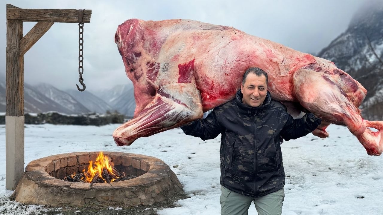 Whole Bull Breakdown And Cooking In the Wilderness