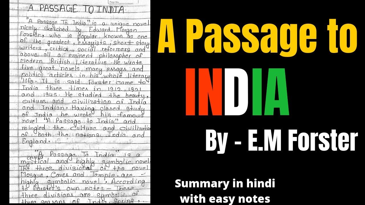 A Passage to India | A Passage to India summary in hindi |  A Passage to India summary in English