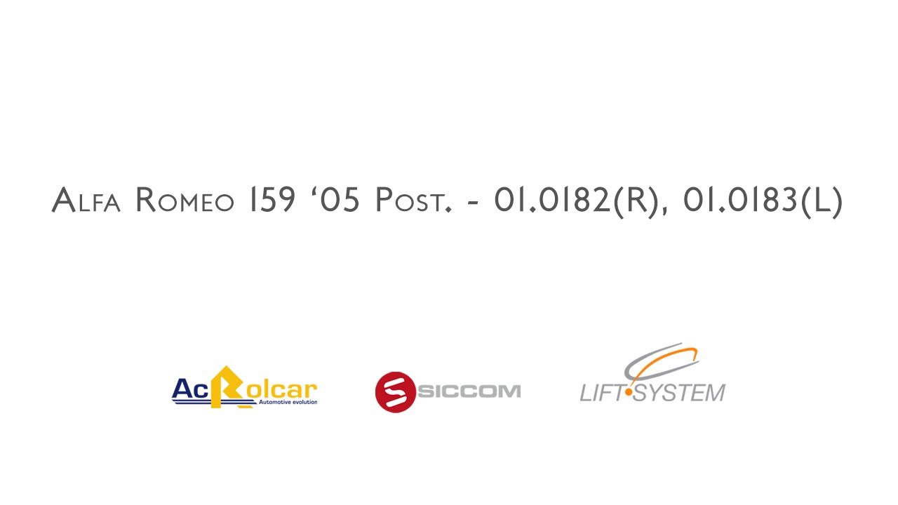 Video Tutorial Alzacristalli Alfa Romeo 159 '05 Post. - 01.0182/01.0183 - Ac Rolcar