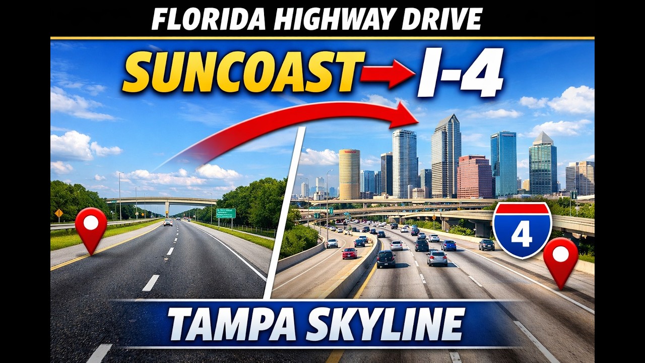Suncoast Parkway to I 4 | New Port Richey to Seffner Florida Highway POV