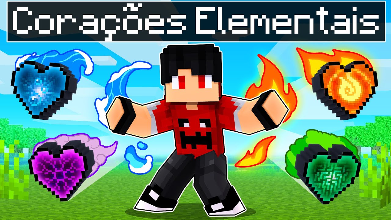 P3DRU tem CORAÇÕES ELEMENTAIS no Minecraft