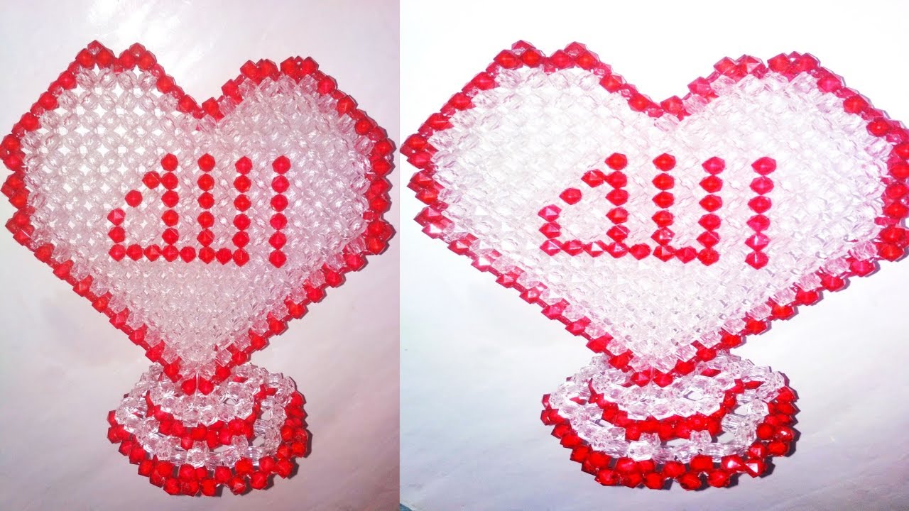 পুতির আল্লাহ লেখা শোপিস/লাভ   শোপিস/How to make beaded Allahu  showpiece /Love alllahu showpie