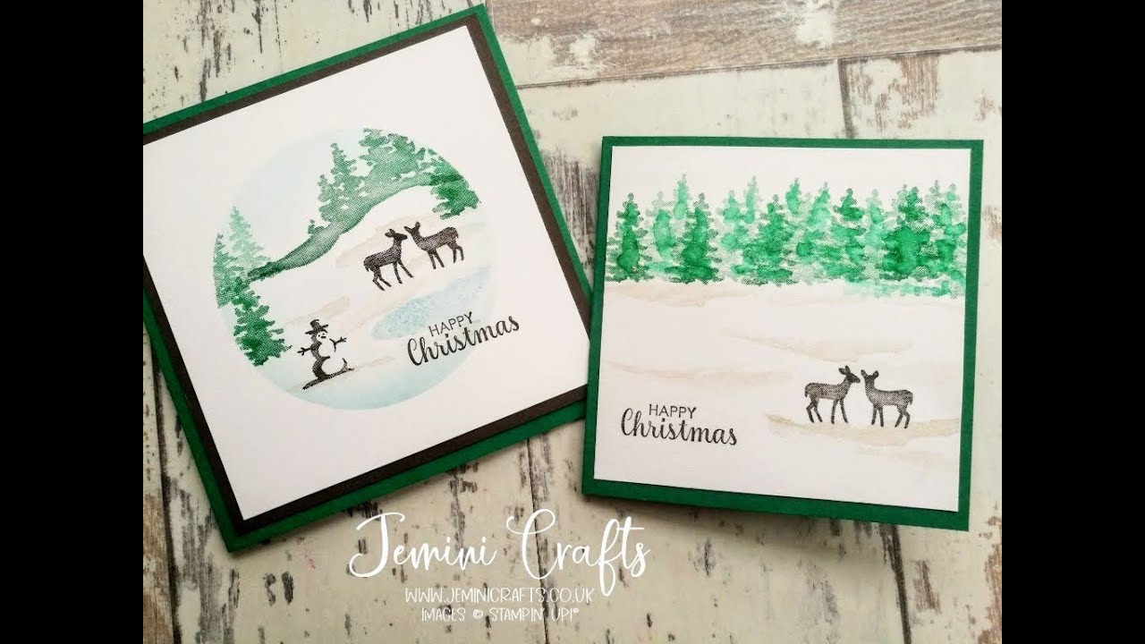 Simple Christmas cards using the Stampin' Up! Snow Front stamp set.