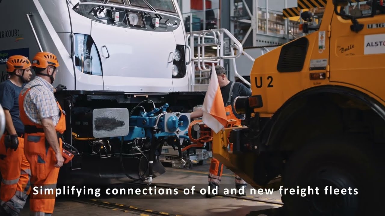 Dellner hybrid Digital Automatic Coupler (DAC) on Alstom’s Traxx Universal locomotive