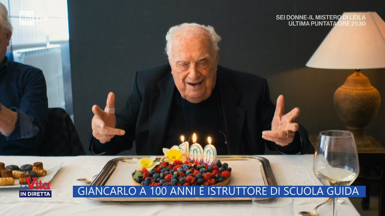 Giancarlo a 100 anni è istruttore di scuola guida - La Vita in diretta - 14/03/2023