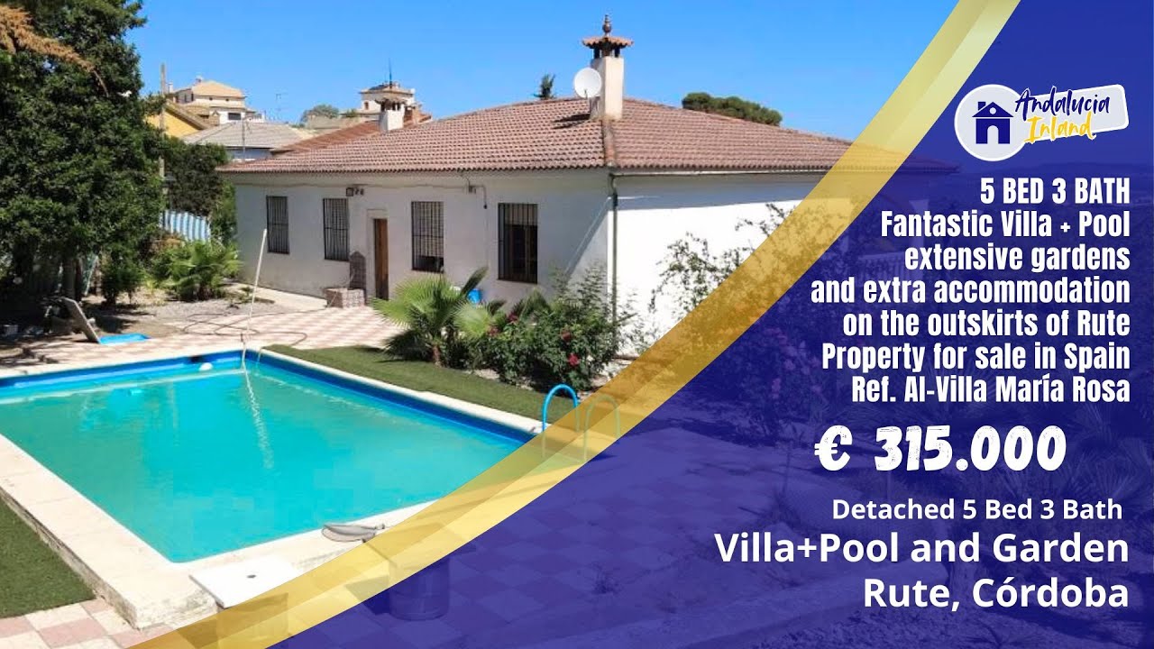 5 BED 3 BATH VILLA + POOL, GARDENS PROPERTY FOR SALE IN SPAIN ANDALUCIA INLAND REF VILLA MARIA ROSA