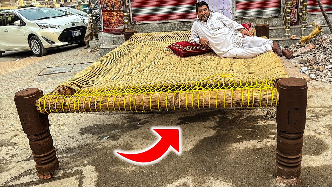 Amazing Technique of Weaving a Cot | Wonderful Designed Nylon Rope Cot Weaving | Amazing Skills