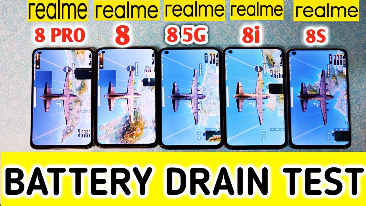 Realme 8i vs Realme 8s 5G vs Realme 8 5G vs Realme 8 vs Realme 8 Pro | Battery Drain Test ||