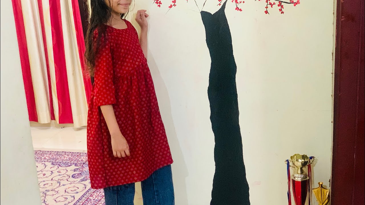 Kids simple pleated top/kids dress /frock stitching and cutting/Eid special outfit 