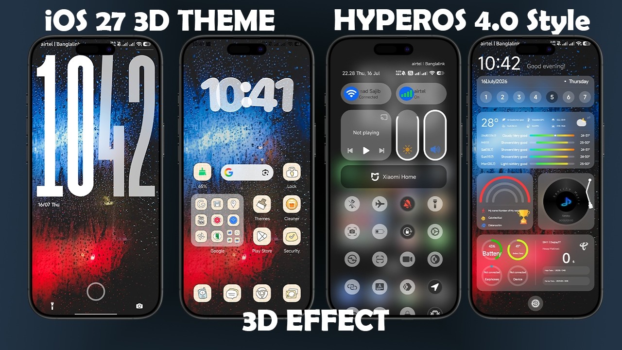 Brand New iOS 27 Theme With 3D Effect & Liquid Glass Style Design For Xiaomi Global