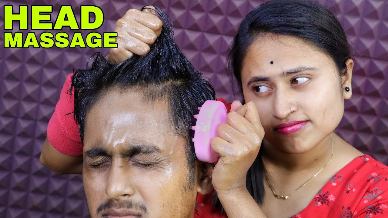 Heavy Oil Head Massage By Barber Girl Pakhi | Neck Cracking | Scalp Scratching With Comb | ASMR 4K
