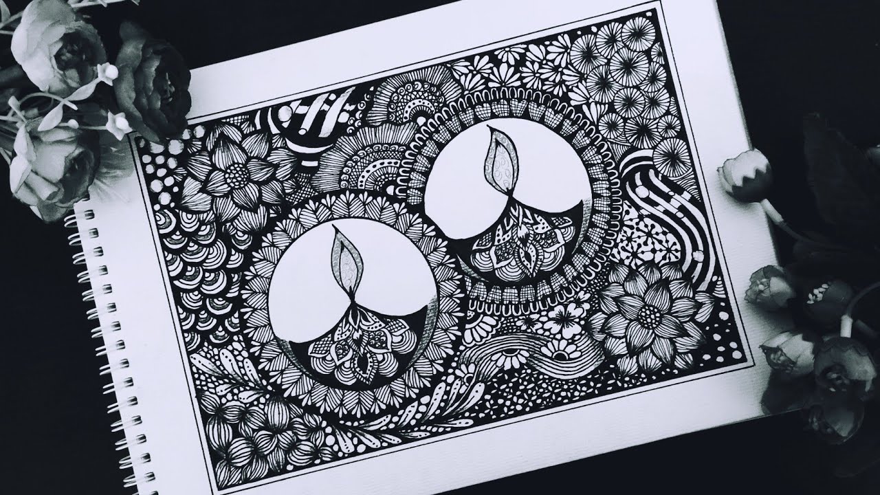 Diya Mandala Art|How to draw Mandala Art with Diya|Diwali Diya Drawing|Tangle Diya Art|Doodle|Diwali