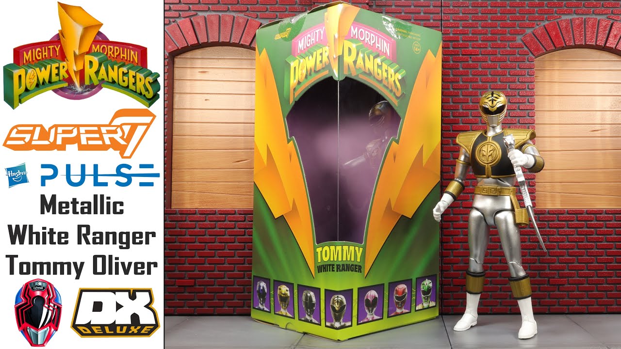 Super7 Deluxe Metallic WHITE RANGER Mighty Morphin Power Rangers MMPR Hasbro Pulse Exclusive Figure