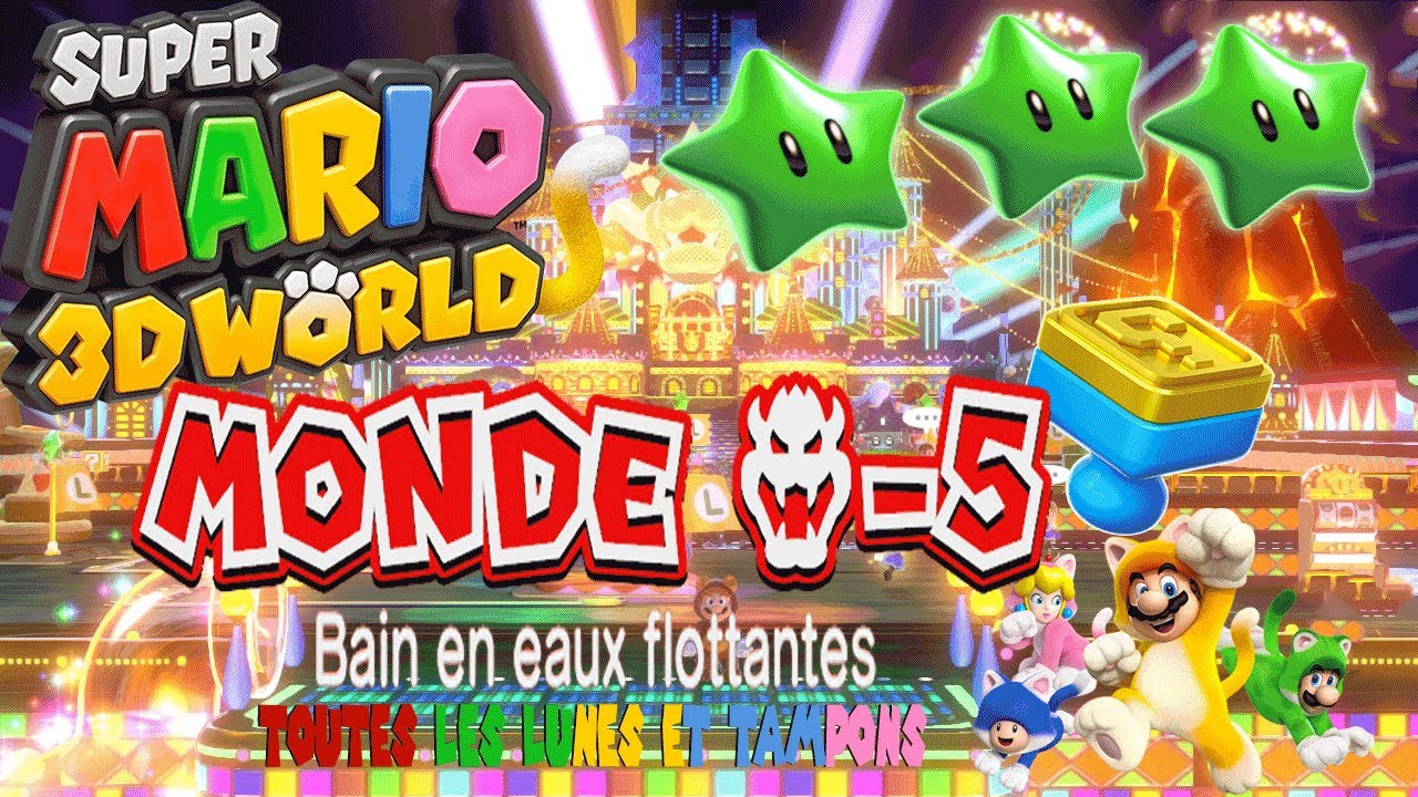 Super Mario 3D World : toutes les lunes du Niveau Bain en eaux flottantes (Non commenté)