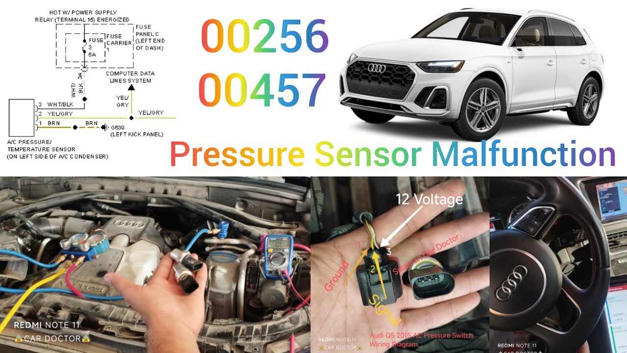 Audi 00256 Sensor for refrigerant pressure wiring Diagram || 00457 electrical system control module
