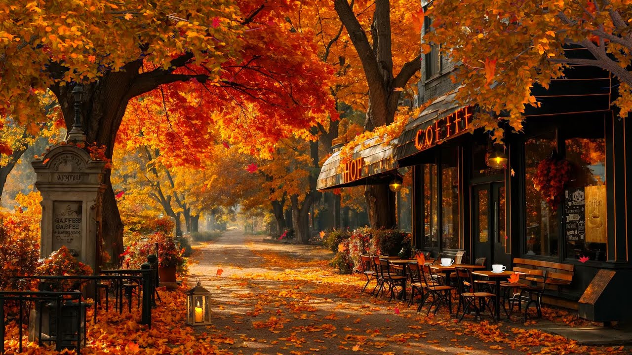 Deep Relaxation with Slow Jazz 🍂☕ Cozy Fall Coffee Shop Ambience ~ Relaxing Jazz Music
