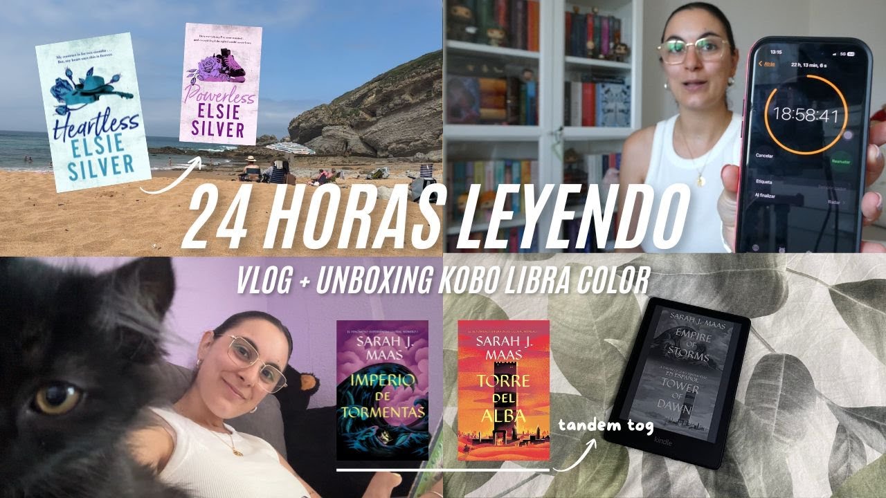 24 horas leyendo 🌟🍓 (reto) + unboxing del kobo libra colour 🌷| vlog