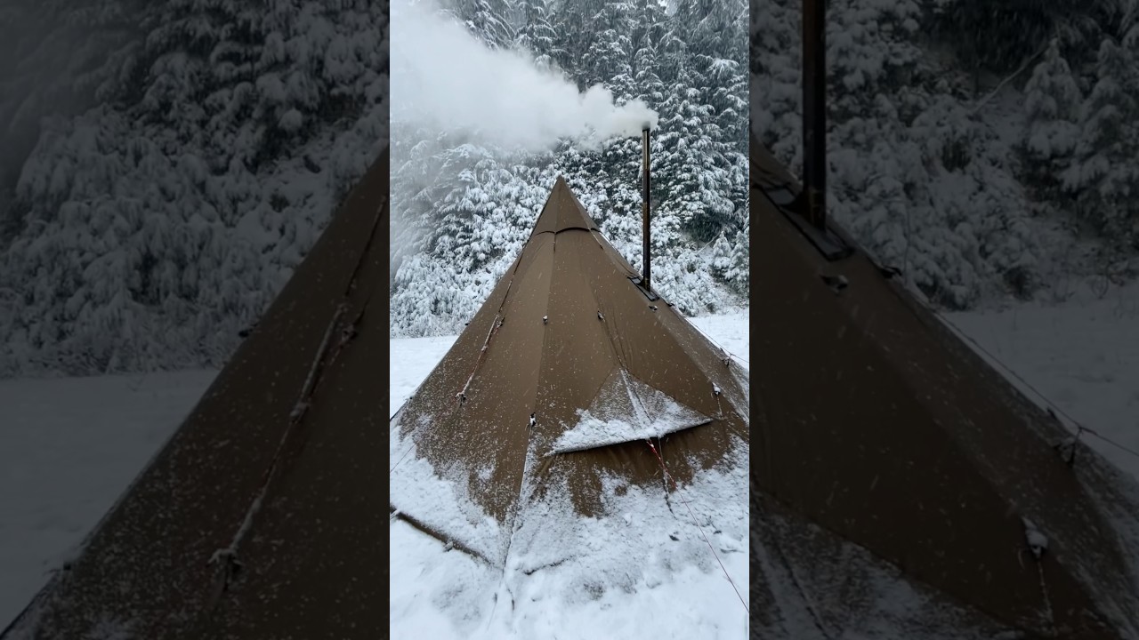 Winter camping tent stove snack 🏕️ #survival #campcooking #xstovexl