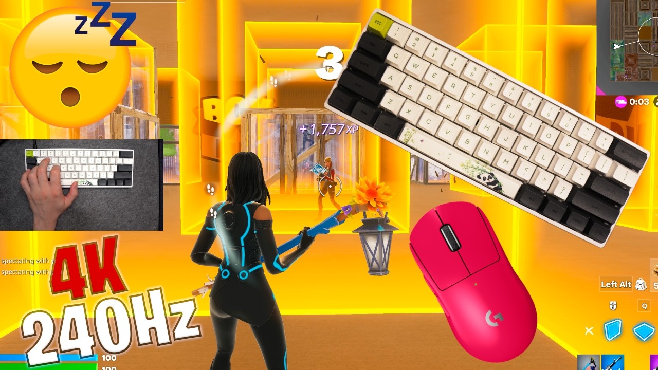 Skyloong SK61 Panda White ASMR 😴 Box Fight Gameplay 📦  Satisfying Keyboard Fortnite 4K 240 FPS 🏆