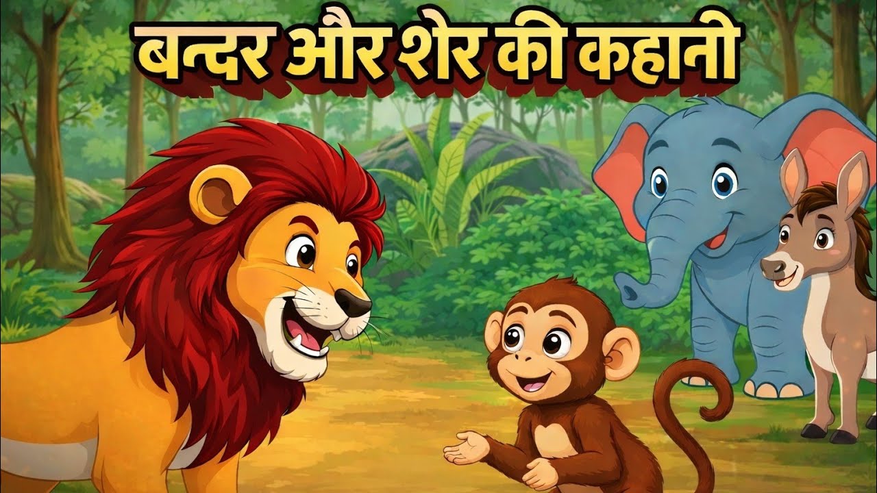 बंदर और शेर की कहानी I Hindi moral stories I Hindi Kahiniyaan I Animated cartoons
